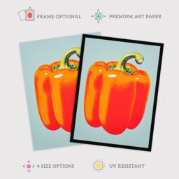"Wee Blue Coo Wall Art Print Minimalist Bell Pepper Kitchen Orange Living Room Framed - Size: W12"" x H16""" - thumbnail 2