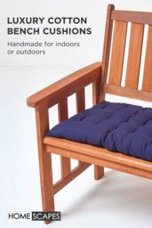 Homescapes Garden Bench Cushion Luxury 2 Seater Cotton Indoor Outdoor Pad, 108 x 42cm in Navy - Size: 108 x 42 cm - thumbnail 2