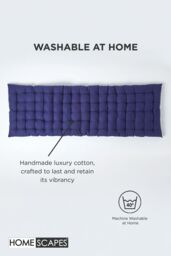 Homescapes Garden Bench Cushion Luxury 2 Seater Cotton Indoor Outdoor Pad, 108 x 42cm in Navy - Size: 108 x 42 cm - thumbnail 6