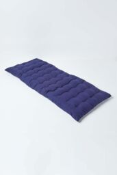 Homescapes Garden Bench Cushion Luxury 2 Seater Cotton Indoor Outdoor Pad, 108 x 42cm in Navy - Size: 108 x 42 cm