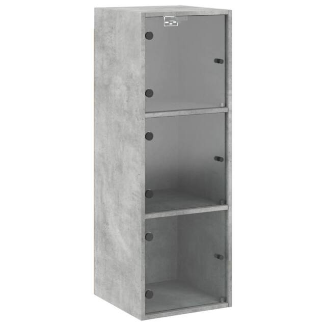Berkfield Home Wall Cabinet with Glass Doors Concrete Grey 35x37x100 cm - Size: 35 x 37 x 100 cm - image 1
