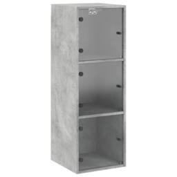 Berkfield Home Wall Cabinet with Glass Doors Concrete Grey 35x37x100 cm - Size: 35 x 37 x 100 cm - thumbnail 1
