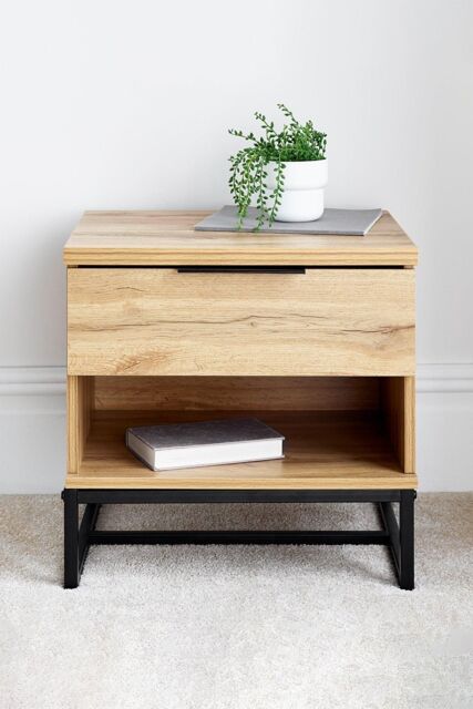 Time4sleep Pair of Chicago Oak 1 Drawer Bedside Tables in Light Oak - image 1