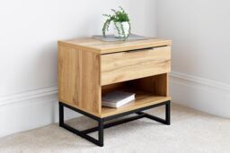 Time4sleep Pair of Chicago Oak 1 Drawer Bedside Tables in Light Oak - thumbnail 3
