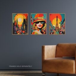 Artery8 Wall Art Print Set of 3 s London Paris New York Vibrant Bright Colourful 3 Pack Poster Living Room s - Size: A4 - thumbnail 2