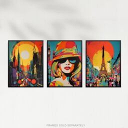 Artery8 Wall Art Print Set of 3 s London Paris New York Vibrant Bright Colourful 3 Pack Poster Living Room s - Size: A4 - thumbnail 5