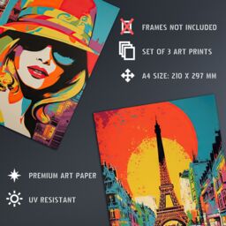 Artery8 Wall Art Print Set of 3 s London Paris New York Vibrant Bright Colourful 3 Pack Poster Living Room s - Size: A4 - thumbnail 4