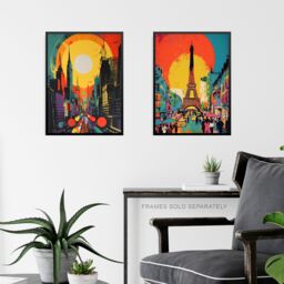 Artery8 Wall Art Print Set of 3 s London Paris New York Vibrant Bright Colourful 3 Pack Poster Living Room s - Size: A4 - thumbnail 6
