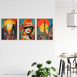 Artery8 Wall Art Print Set of 3 s London Paris New York Vibrant Bright Colourful 3 Pack Poster Living Room s - Size: A4 - thumbnail 3