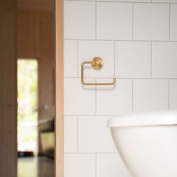 Smedbo UK Brushed Brass Toilet Roll Holder Wall Mounted Bathroom Storage in Gold - thumbnail 2