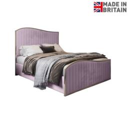 Casani Fulbeck Upholstered Soft Velvet Pink Metal Designer Bed Frame - Size: Small Double - thumbnail 4