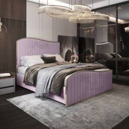 Casani Fulbeck Upholstered Soft Velvet Pink Metal Designer Bed Frame - Size: Small Double - thumbnail 2