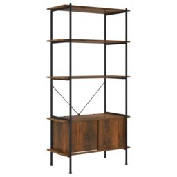 Berkfield Home 5-Tier Shelving Unit with Cabinet 80x40x163 cm Steel & Engineered Wood in Brown - Size: 80 x 40 x 163 cm - thumbnail 2
