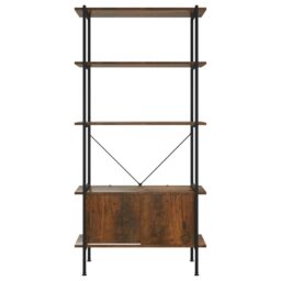 Berkfield Home 5-Tier Shelving Unit with Cabinet 80x40x163 cm Steel & Engineered Wood in Brown - Size: 80 x 40 x 163 cm - thumbnail 4