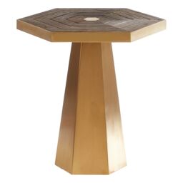 Orsina Small Hexagon End Table, Modern Settee Side Table, Gold Finished Decorative Table, Side Table For Offices