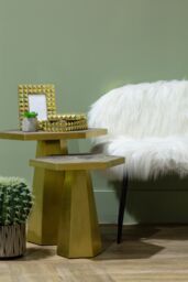 Orsina Small Hexagon End Table, Modern Settee Side Table, Gold Finished Decorative Table, Side Table For Offices - thumbnail 3