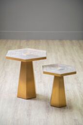 Orsina Small Hexagon End Table, Modern Settee Side Table, Gold Finished Decorative Table, Side Table For Offices - thumbnail 4