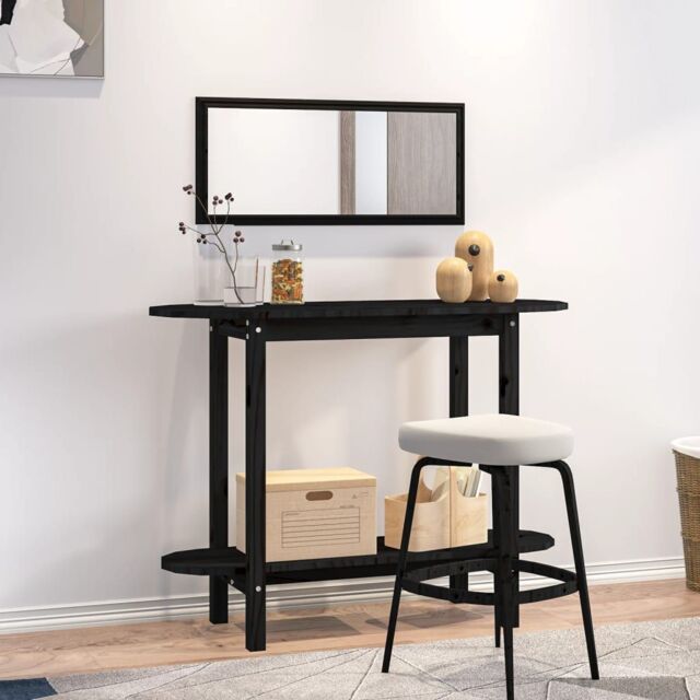 Berkfield Home Console Table Black 110x40x80 cm Solid Wood Pine - Size: 110 x 40 x 80 cm - image 1