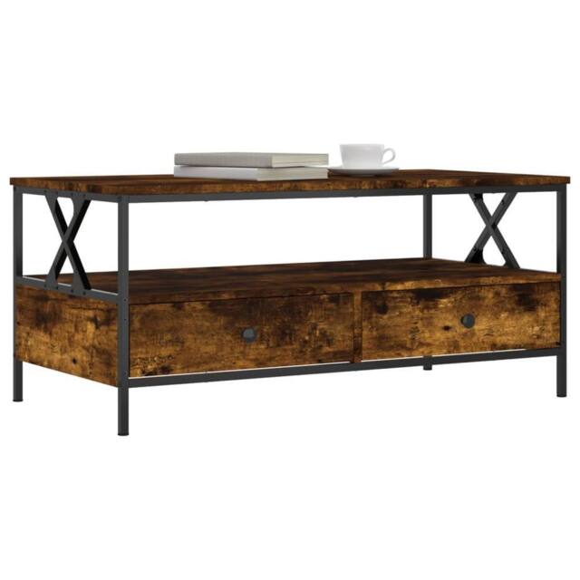 Berkfield Home Decorative Coffee Table Smoked Oak 100x51x45 cm Engineered Wood in Brown - Size: 100 x 51 x 45 cm - image 1