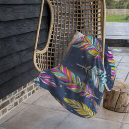 Benjamin Tate Design Retro Color Feathers Blanket in Natural - Size: 120 cm x 150 cm - thumbnail 4