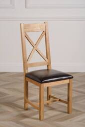 Thats Furniture Oregon Round Oak Dining Table & 4 Berkeley Leather Chairs in Brown - thumbnail 6