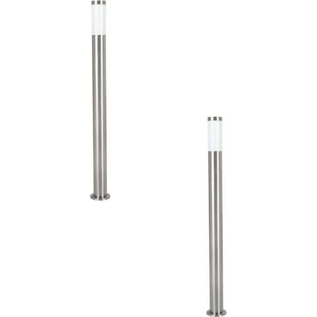 Loops 2 PACK IP44 Outdoor Bollard Light Stainless Steel 12W E27 1100mm Driveway Post in Metallics - image 1