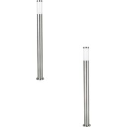 Loops 2 PACK IP44 Outdoor Bollard Light Stainless Steel 12W E27 1100mm Driveway Post in Metallics - thumbnail 1