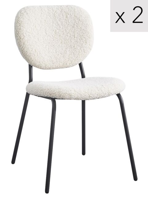 Nordlys Set of 2 Scandinavian Dining Chairs with Metal Buttoned Backrests in White - image 1