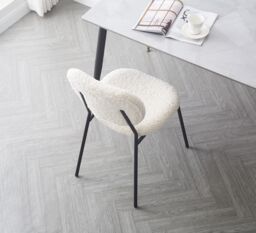 Nordlys Set of 2 Scandinavian Dining Chairs with Metal Buttoned Backrests in White - thumbnail 4