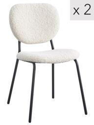 Nordlys Set of 2 Scandinavian Dining Chairs with Metal Buttoned Backrests in White