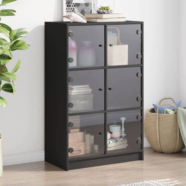 Berkfield Home Highboard with Doors Black 68x37x109 cm Engineered Wood - Size: 68 x 37 x 109 cm - image 1