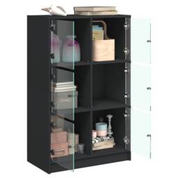 Berkfield Home Highboard with Doors Black 68x37x109 cm Engineered Wood - Size: 68 x 37 x 109 cm - thumbnail 4
