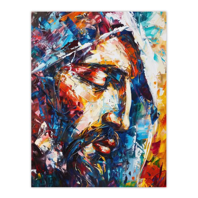 "Artery8 Jesus Face Portrait Religious Painting Wall Art Print - Size: W12"" x H16""" - image 1