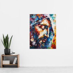 "Artery8 Jesus Face Portrait Religious Painting Wall Art Print - Size: W12"" x H16""" - thumbnail 4