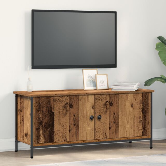 Berkfield Home Old Wood TV Unit Old Wood Particle Board 102 x 35 x 45 cm in Brown - image 1