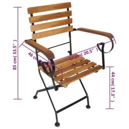 Berkfield Home Folding Garden Chairs 2 pcs Steel & Solid Acacia Wood in Brown - thumbnail 7