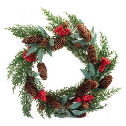 VFM e-Store Berry Pine Wreath Christmas Decoration X 1 40cm Red