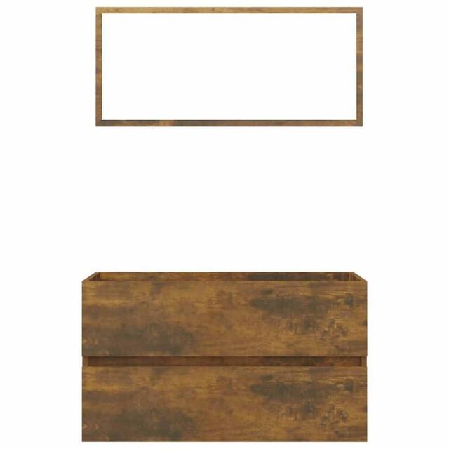 Berkfield Home 2 Piece Bathroom Furniture Set Smoked Oak Engineered Wood in Brown - image 1