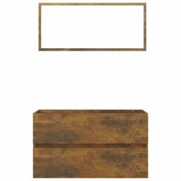 Berkfield Home 2 Piece Bathroom Furniture Set Smoked Oak Engineered Wood in Brown - thumbnail 1