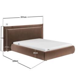 Solace+Co Sigrid Chocolate Velvet Cushion Headboard Ottoman Bed in Brown - Size: Double - thumbnail 7