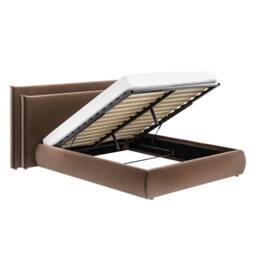 Solace+Co Sigrid Chocolate Velvet Cushion Headboard Ottoman Bed in Brown - Size: Double - thumbnail 6