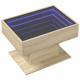 Berkfield Home Decorative Coffee Table with LED Sonoma Oak 70x50x45 cm Engineere in Light Brown - Size: 70 x 50 x 45 cm - thumbnail 1
