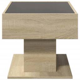 Berkfield Home Decorative Coffee Table with LED Sonoma Oak 70x50x45 cm Engineere in Light Brown - Size: 70 x 50 x 45 cm - thumbnail 7