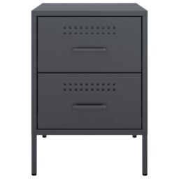 Berkfield Home Bedside Cabinets 2 pcs Anthracite 36x39x50.5 cm Steel in Black - thumbnail 6