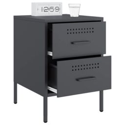 Berkfield Home Bedside Cabinets 2 pcs Anthracite 36x39x50.5 cm Steel in Black - thumbnail 4