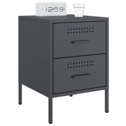 Berkfield Home Bedside Cabinets 2 pcs Anthracite 36x39x50.5 cm Steel in Black - thumbnail 3