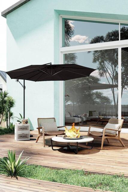 H&O Direct Outdoor 3m Cantilever Garden Parasol（Base not included） in Black - image 1