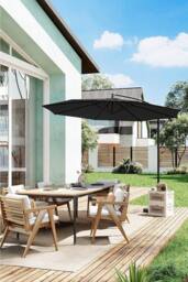 H&O Direct Outdoor 3m Cantilever Garden Parasol（Base not included） in Black - thumbnail 2