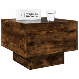 Berkfield Home Decorative Bedside Table with Infinity LED Smoked Oak 40x40x30 cm in Brown - Size: 40 x 40 x 30 cm - thumbnail 5