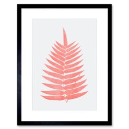 "Artery8 Wall Art Print Living Coral Fern Art Black Framed 9x7 inch - Size: W7"" x H9""" - thumbnail 1